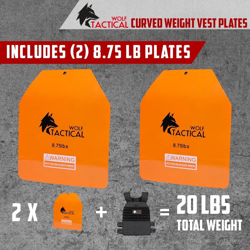 WOLF TACTICAL Curved Weight Vest Plates – 5.75/8.75/14.5LB Pairs – Contoured Ergonomic Fit – WODs, Strength Training, Running, Heavy Workouts - Image 2